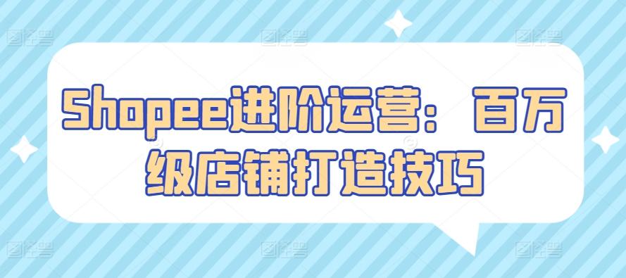 Shopee进阶运营：百万级店铺打造技巧-泡泡网赚