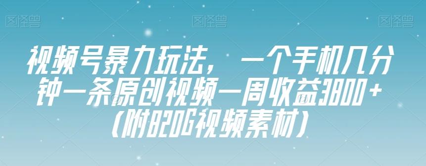 视频号暴力玩法，一个手机几分钟一条原创视频一周收益3800+（附820G视频素材）-泡泡网赚