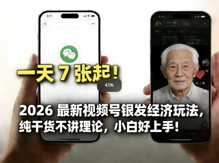 2026最新视频号银发经济玩法，轻松每天7张起，小白也可做-泡泡网赚