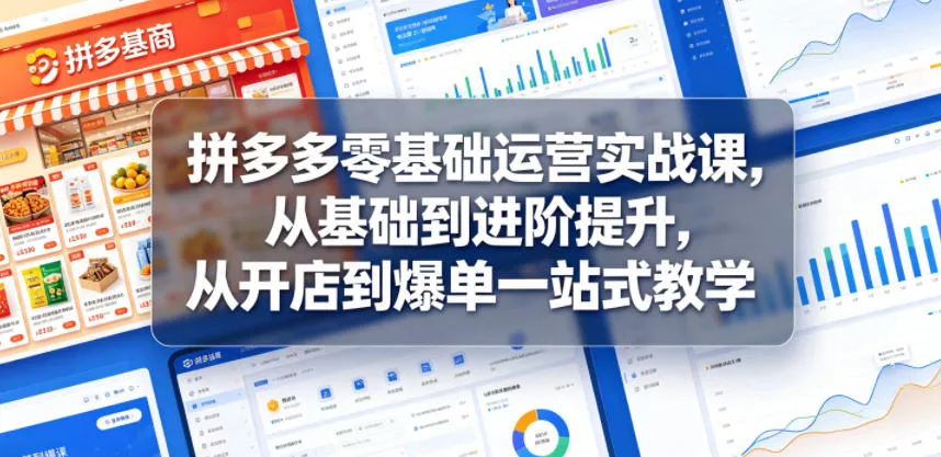 拼多多零基础运营实战课，从基础到进阶提升，从开店到爆单一站式教学-泡泡网赚
