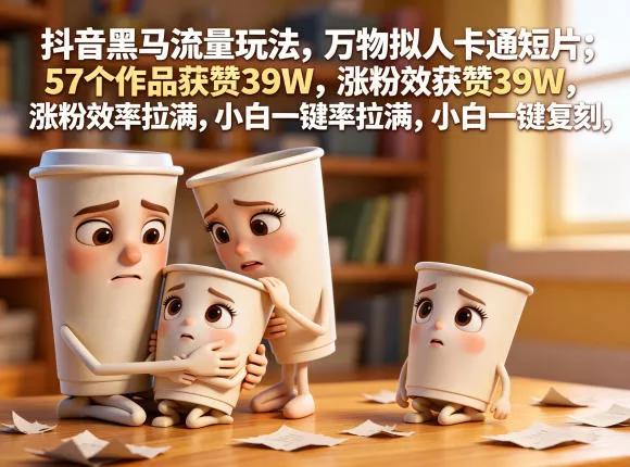 抖音黑马流量玩法，万物拟人卡通短片，57个作品获赞39W，涨粉效率拉满，小白一键复刻，保姆级拆解-泡泡网赚