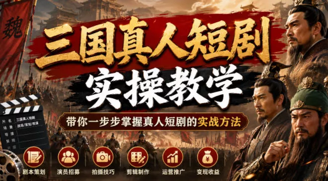 三国真人短剧实操教学，带你一步步掌握真人短剧的实战方法-泡泡网赚