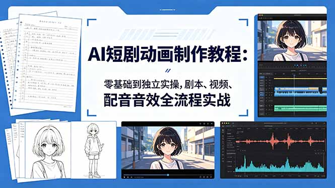 AI短剧动画制作教程：零基础到独立实操，剧本、视频、配音音效全流程实战-泡泡网赚