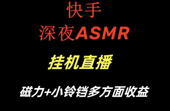 快手深夜ASMR挂机直播，磁力+小铃铛收益(附带工具和5G素材)【揭秘】-泡泡网赚