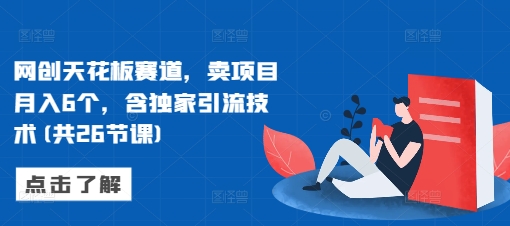网创天花板赛道，卖项目月入6个，含独家引流技术(共26节课)-泡泡网赚