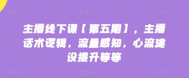 主播线下课【第五期】，主播话术逻辑，流量感知，心流建设提升等等-泡泡网赚