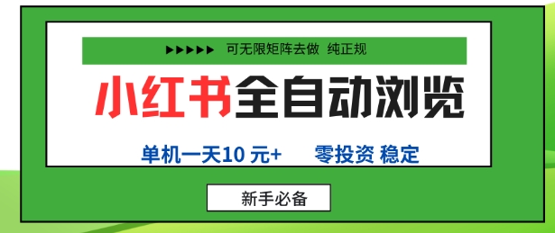小红书全自动浏览项目，零投资，全程手机去跑，单账号一天10米+，可无限矩阵去做【揭秘】-泡泡网赚
