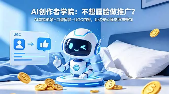 AI创作者学院：不想露脸做推广？AI虚拟形象+口型同步+UGC内容，让你安心睡觉照样赚钱-泡泡网赚