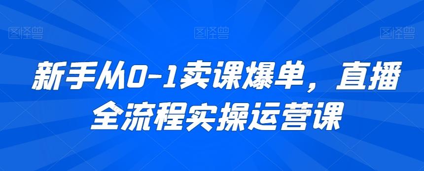 新手从0-1卖课爆单，直播全流程实操运营课-泡泡网赚