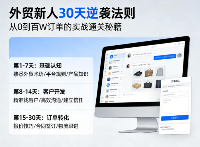 外贸新人30天逆袭法则，教你从0到百W订单的实战通关秘籍-泡泡网赚