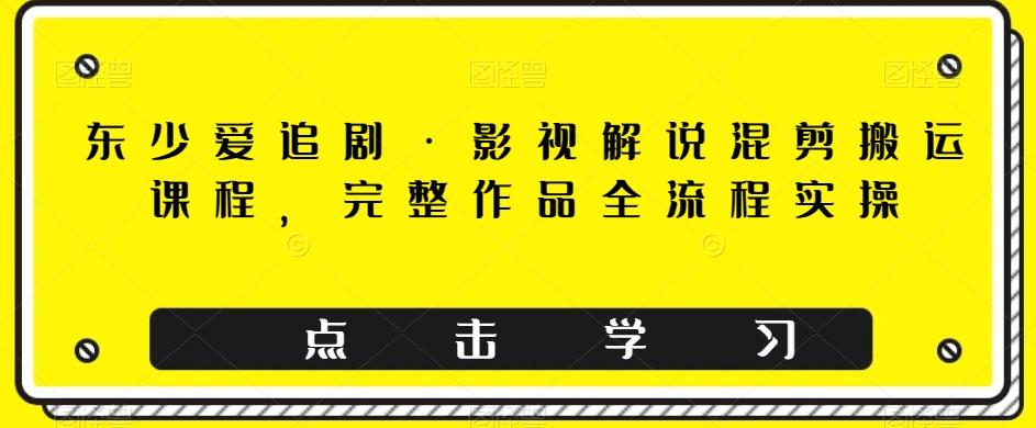 东少爱追剧·影视解说混剪搬运课程，完整作品全流程实操-泡泡网赚