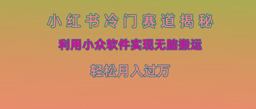 小红书冷门赛道揭秘,利用小众软件实现无脑搬运，轻松月入过万-泡泡网赚