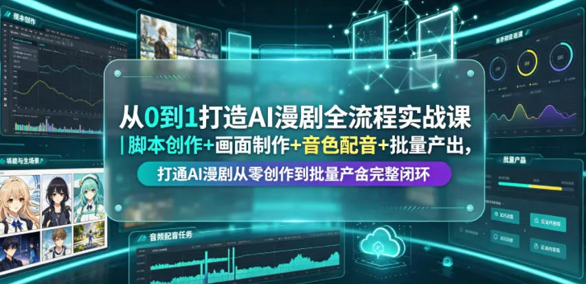 从0到1打造AI漫剧全流程实战课｜脚本创作+画面制作+音色配音+批量产出，打通AI漫剧从零创作到批量量产完整闭环-泡泡网赚