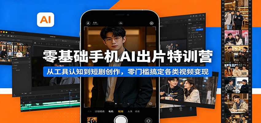 零基础手机AI出片特训营：从工具认知到短剧创作，零门槛搞定各类视频变现-泡泡网赚