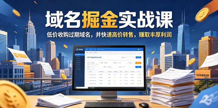 域名交易掘金实战课，低价收购过期域名，并快速高价转售，賺取丰厚利润【原创双语字幕】-泡泡网赚