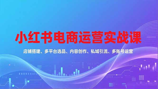 小红书电商运营实战课，店铺搭建、多平台选品、内容创作、私域引流、多账号运营等玩法-泡泡网赚