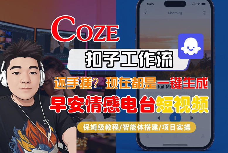 【Coze工作流搭建实操教程】【coze】早安情感电台日签视频还在手动做？用扣子工作流自动生成，省时90%-泡泡网赚