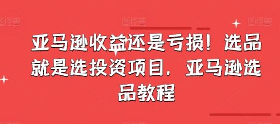亚马逊收益还是亏损！选品就是选投资项目，亚马逊选品教程-泡泡网赚