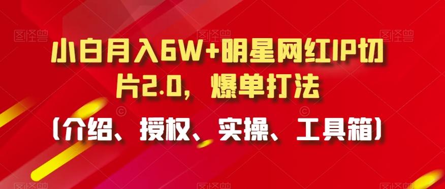 小白月入6W+明星网红IP切片2.0，爆单打法(介绍、授权、实操、工具箱)【揭秘】-泡泡网赚