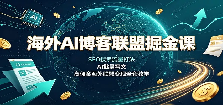海外AI博客联盟掘金课：SEO搜索流量打法，AI批量写文，高佣金海外联盟变现全套教学-泡泡网赚