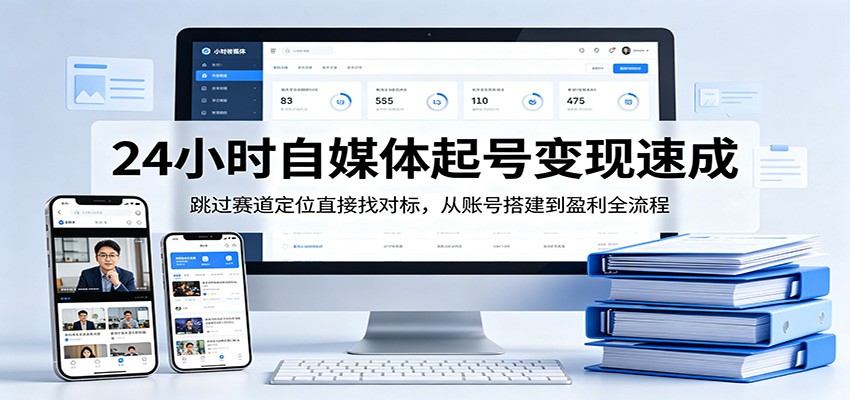 24小时自媒体起号变现速成，跳过赛道定位直接找对标，从账号搭建到盈利全流程-泡泡网赚