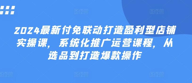 2024最新付免联动打造盈利型店铺实操课，​系统化推广运营课程，从选品到打造爆款操作-泡泡网赚