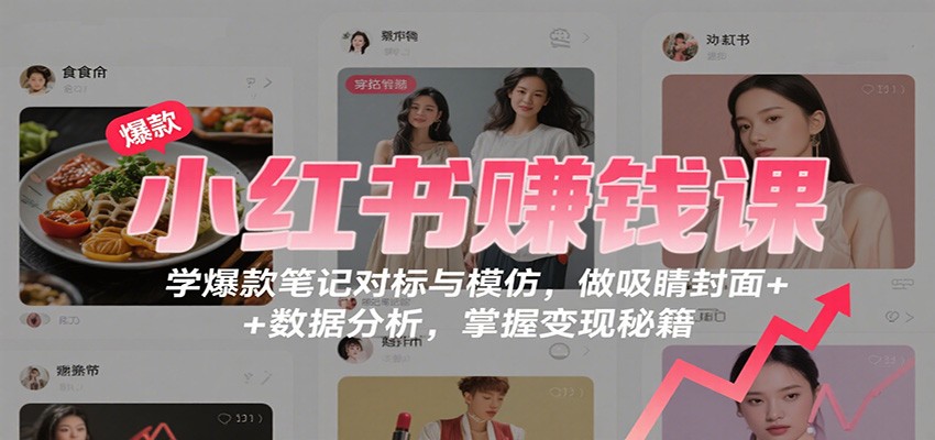 小红书赚钱课：学爆款笔记对标与模仿，做吸睛封面 + 数据分析，掌握变现秘籍-泡泡网赚