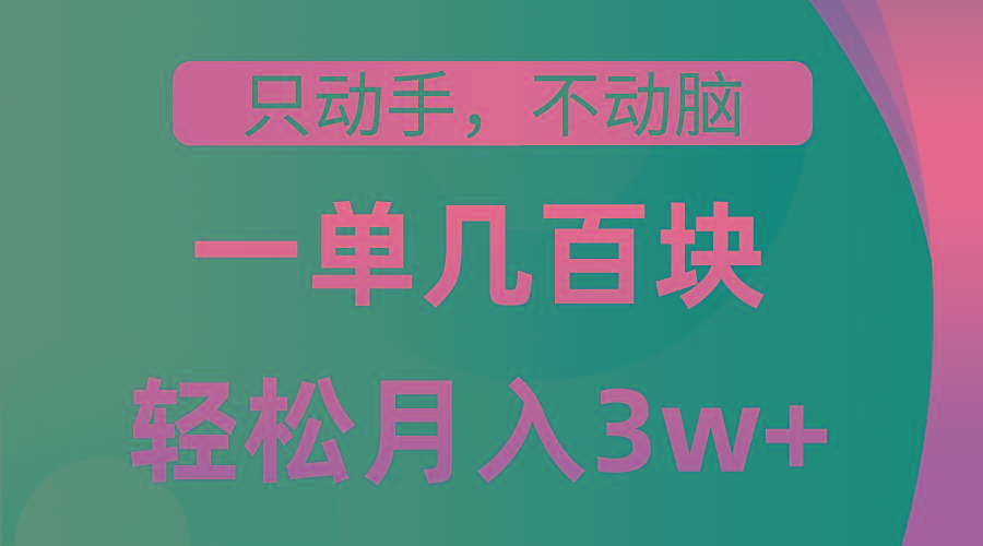 只动手不动脑，一单几百块，轻松月入3w+，看完就能直接操作，详细教程-泡泡网赚