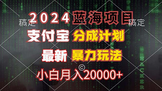 2024蓝海项目，支付宝分成计划，暴力玩法，刷爆播放量，小白月入20000+-泡泡网赚