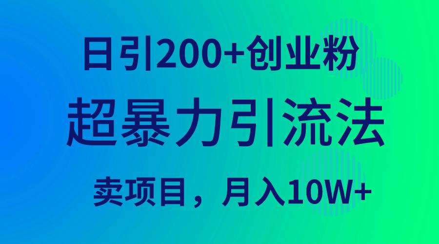 (9654期)超暴力引流法，日引200+创业粉，卖项目月入10W+-泡泡网赚