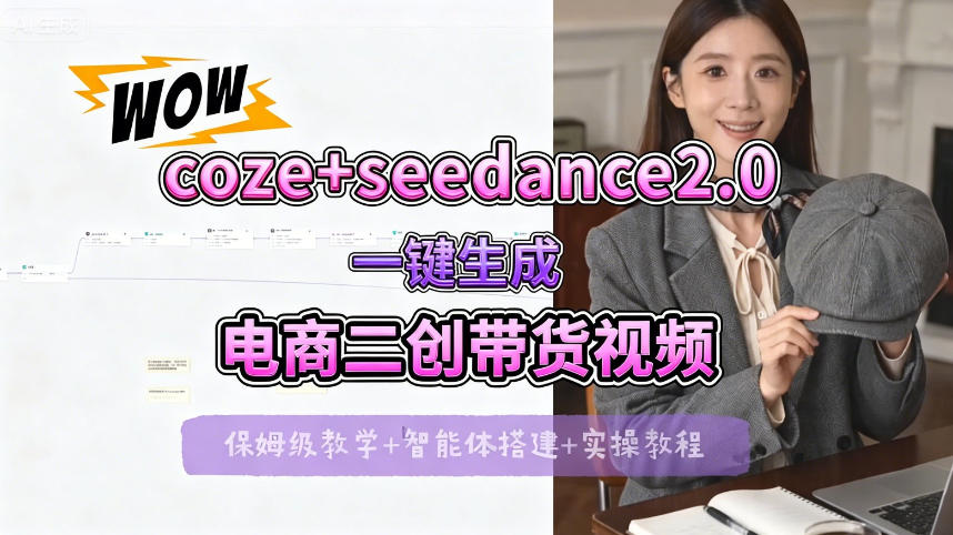 【Coze工作流搭建实操教程】seedance2.0+coze一键生成电商二创带货视频，全流程保姆级教学-泡泡网赚