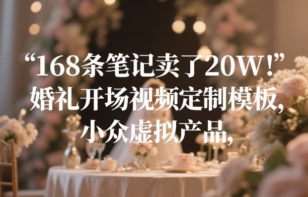 168条笔记卖了20W！婚礼开场视频定制模板，小众虚拟产品-泡泡网赚