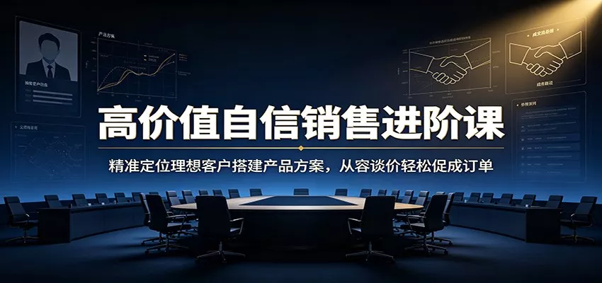 高价值自信销售进阶课：精准定位理想客户搭建产品方案，从容谈价轻松促成订单-泡泡网赚