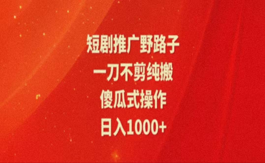 暑假风口项目，短剧推广全新玩法，一刀不剪纯搬运，轻松日入1000+-泡泡网赚