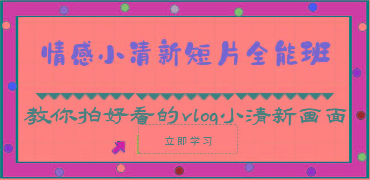 情感小清新短片全能班-教你拍好看的vlog小清新画面(30节课)-泡泡网赚