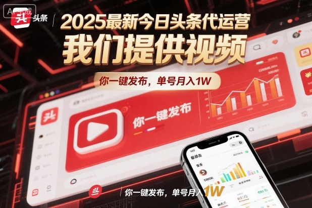 2025最新今日头条代运营，我们提供视频，你一键发布，单号月入1W【揭秘】-泡泡网赚