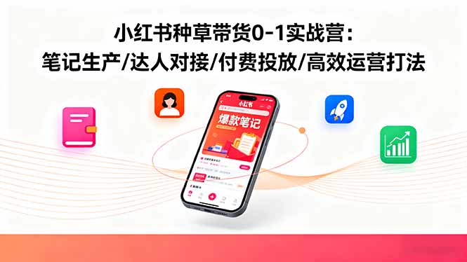 小红书种草带货0-1实战营：笔记生产/达人对接/付费投放/高效运营打法-泡泡网赚