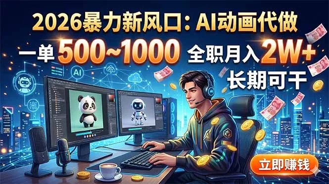 2026暴力新风口：AI动画代做，一单500~1000，全职月入2W+，长期可干-泡泡网赚