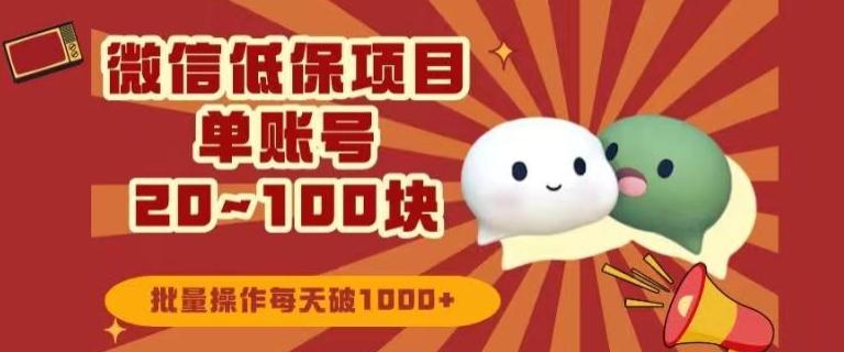 微信领低保单账号20元-100元，批量操作每天破1000+-泡泡网赚