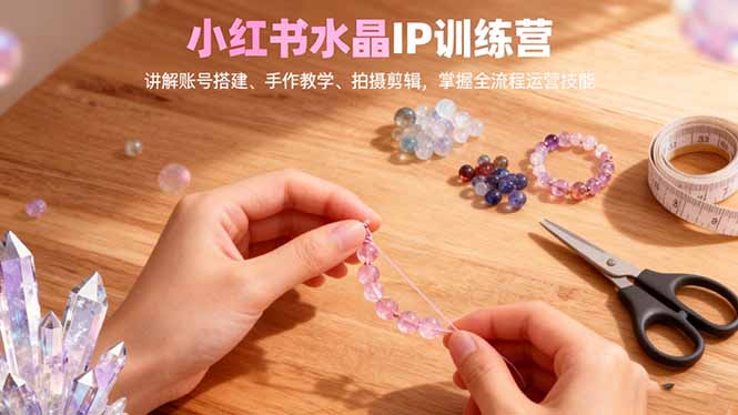 小红书水晶IP训练营，讲解账号搭建、手作教学、拍摄剪辑，全流程运营技能-泡泡网赚