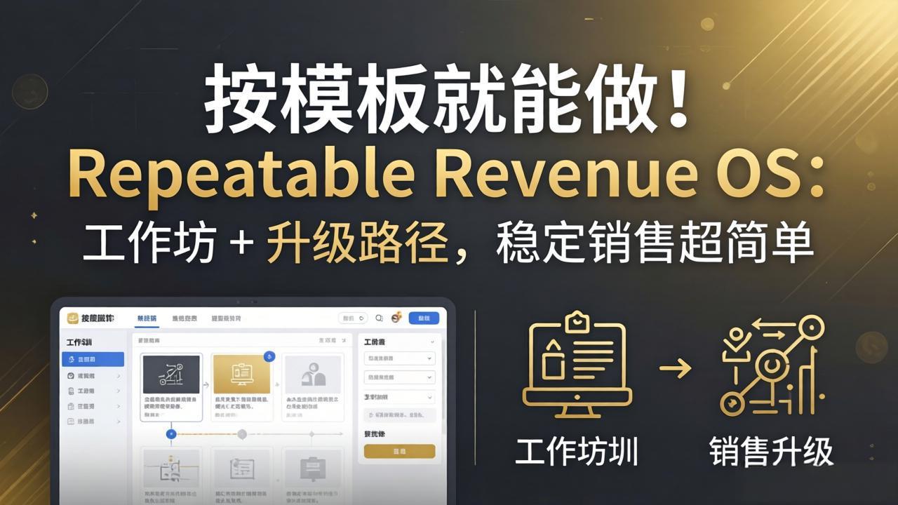 按模板就能做！Repeatable Revenue OS：工作坊 + 升级路径，稳定销售超简单-泡泡网赚