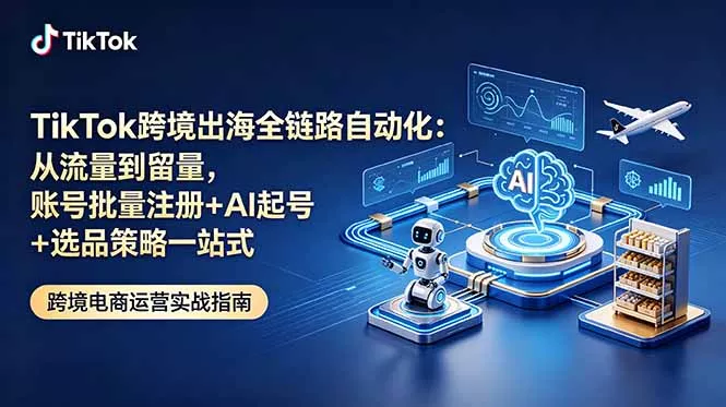 TikTok跨境出海全链路自动化：从流量到留量，账号批量注册+AI起号+选品策略一站式-泡泡网赚