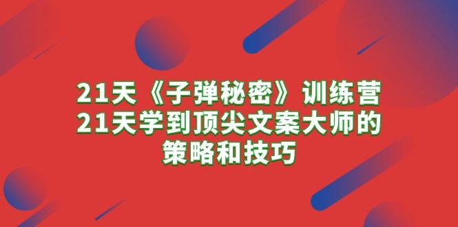 21天《子弹秘密》训练营，21天学到顶尖文案大师的策略和技巧-泡泡网赚