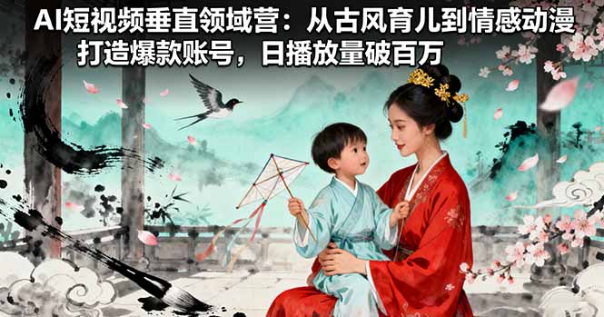 AI短视频垂直领域营：从古风育儿到情感动漫，打造爆款账号,日播放量破百万-泡泡网赚