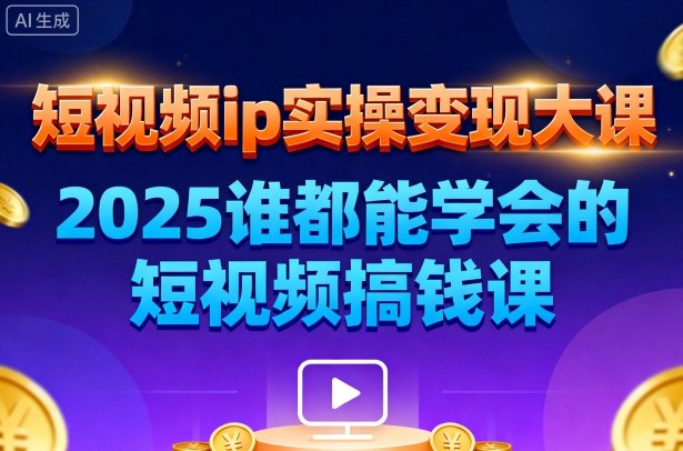 短视频ip实操变现大课，7月26-27日广州站线下课，2025谁都能学会的短视频搞钱课-泡泡网赚