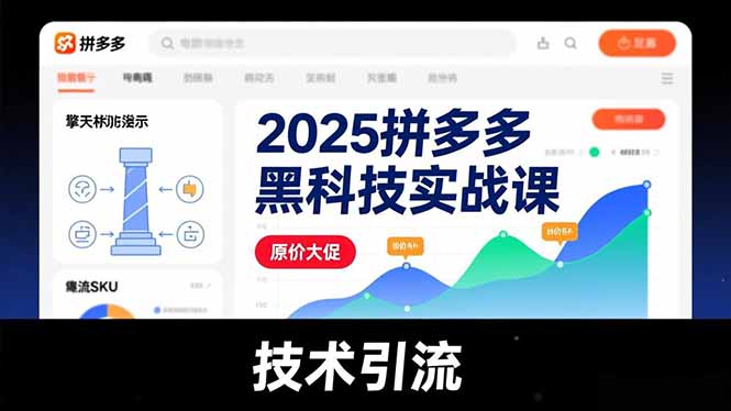 2025拼多多黑科技实战课，擎天柱玩法、爆流SKU、原价大促，技术引流，单店日销轻松破千单-泡泡网赚