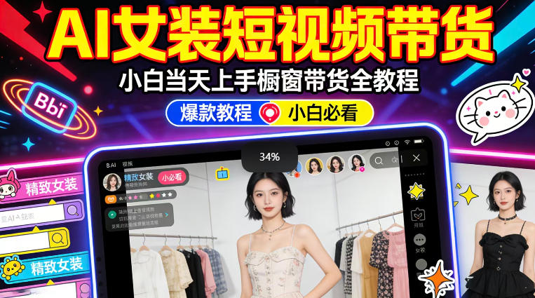 AI女装短视频橱窗带货:小白零门槛当天上手,高佣金爆款轻松賺! AI女装短视频橱窗带货:小白零门槛当天上手,高佣金爆款轻松賺!