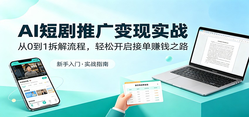 AI短剧推广变现实战：从0到1拆解流程，轻松开启接单赚钱之路-泡泡网赚