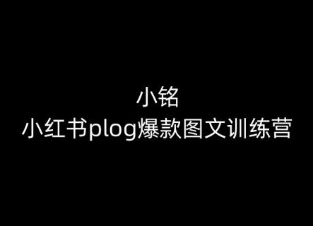 小铭-小红书plog爆款图文训练营，教你从0-1做小红书-泡泡网赚