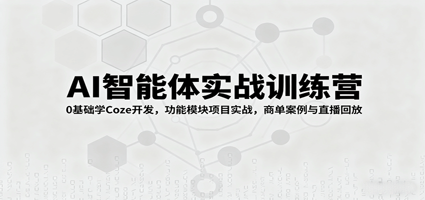 AI智能体实战训练营：0基础学Coze开发，功能模块项目实战，商单案例与直播回放-泡泡网赚